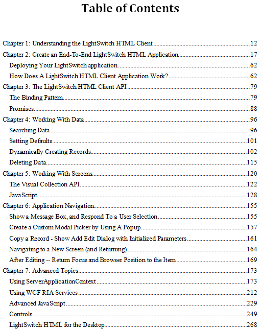 Creating Web Pages Using the LightSwitch HTML Client In Visual Studio 2012 Table Of Contents